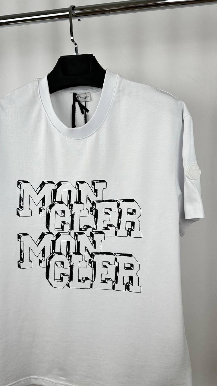 Moncler Blurred Overlapped Logo Print Men's Women's T-Shirt in 2 Colors Reps UK Best Quality AAA Replica