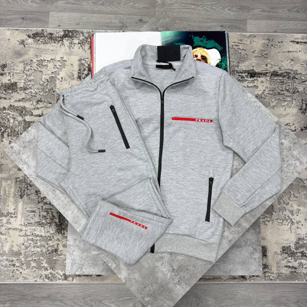 Prada Full-Zip Red Stripe Logo Accent Tracksuits in Different Colors Reps Sale UK Best Quality AAA Replica
