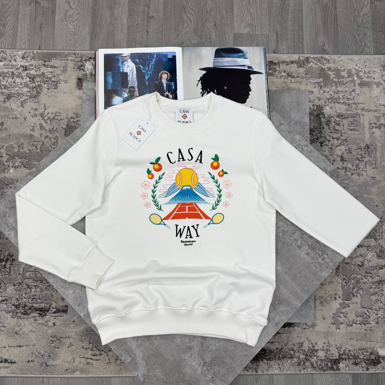 Casablanca "Casa Way" Mountain Artwork Graphic-Print Organic Cotton Crewneck Men's Women's Jumper in 2 Colors Reps UK Best Quality AAA Replica
