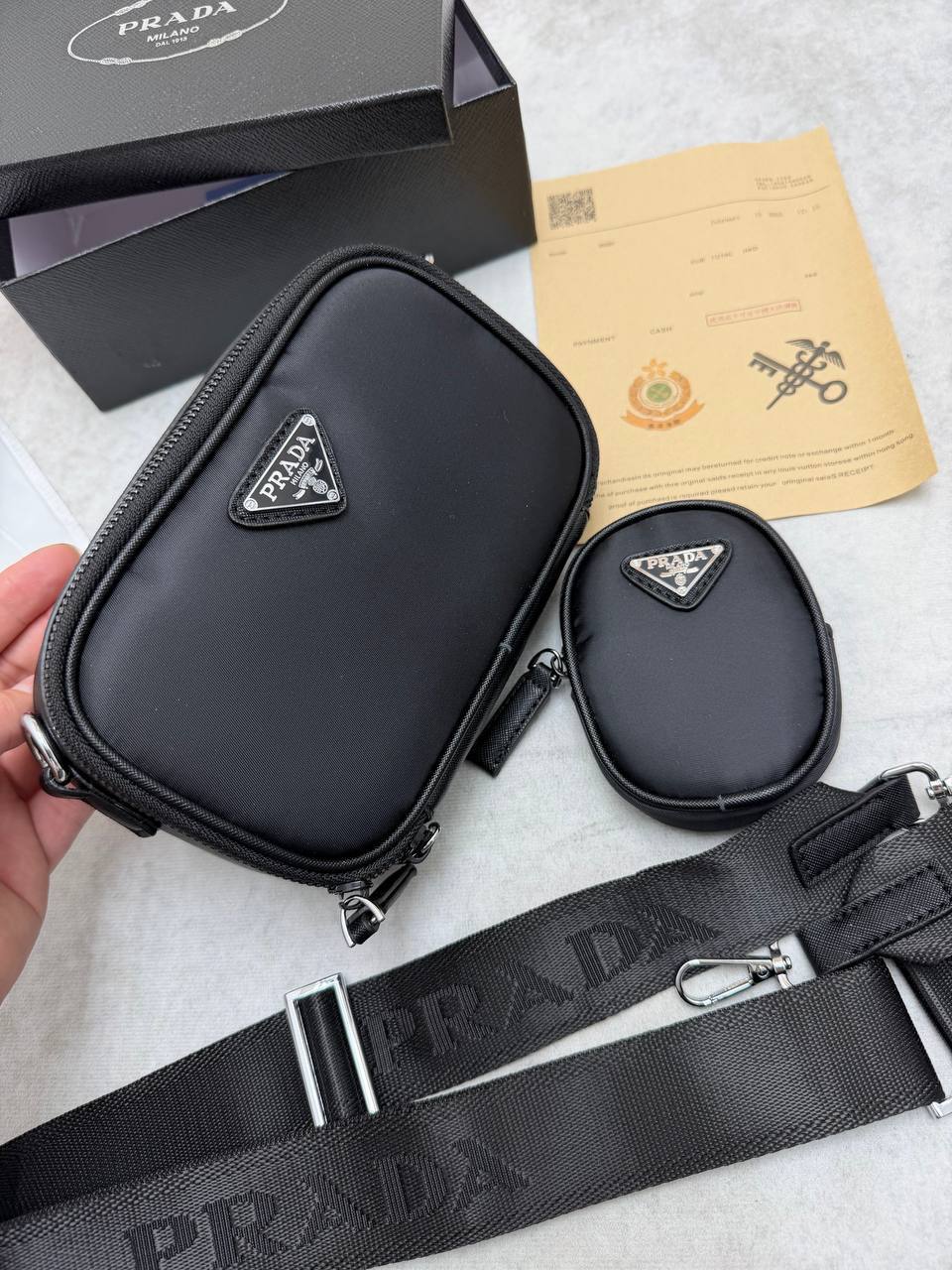 Prada Brique Re-Nylon and Saffiano Leather in Black Men's Bag Reps Sale UK Best Quality AAA Replica