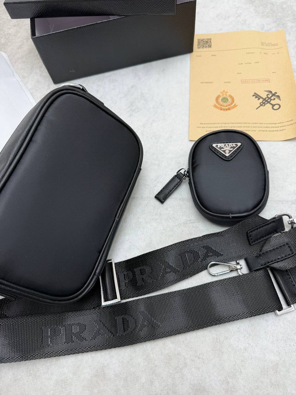 Prada Brique Re-Nylon and Saffiano Leather in Black Men's Bag Reps Sale UK Best Quality AAA Replica