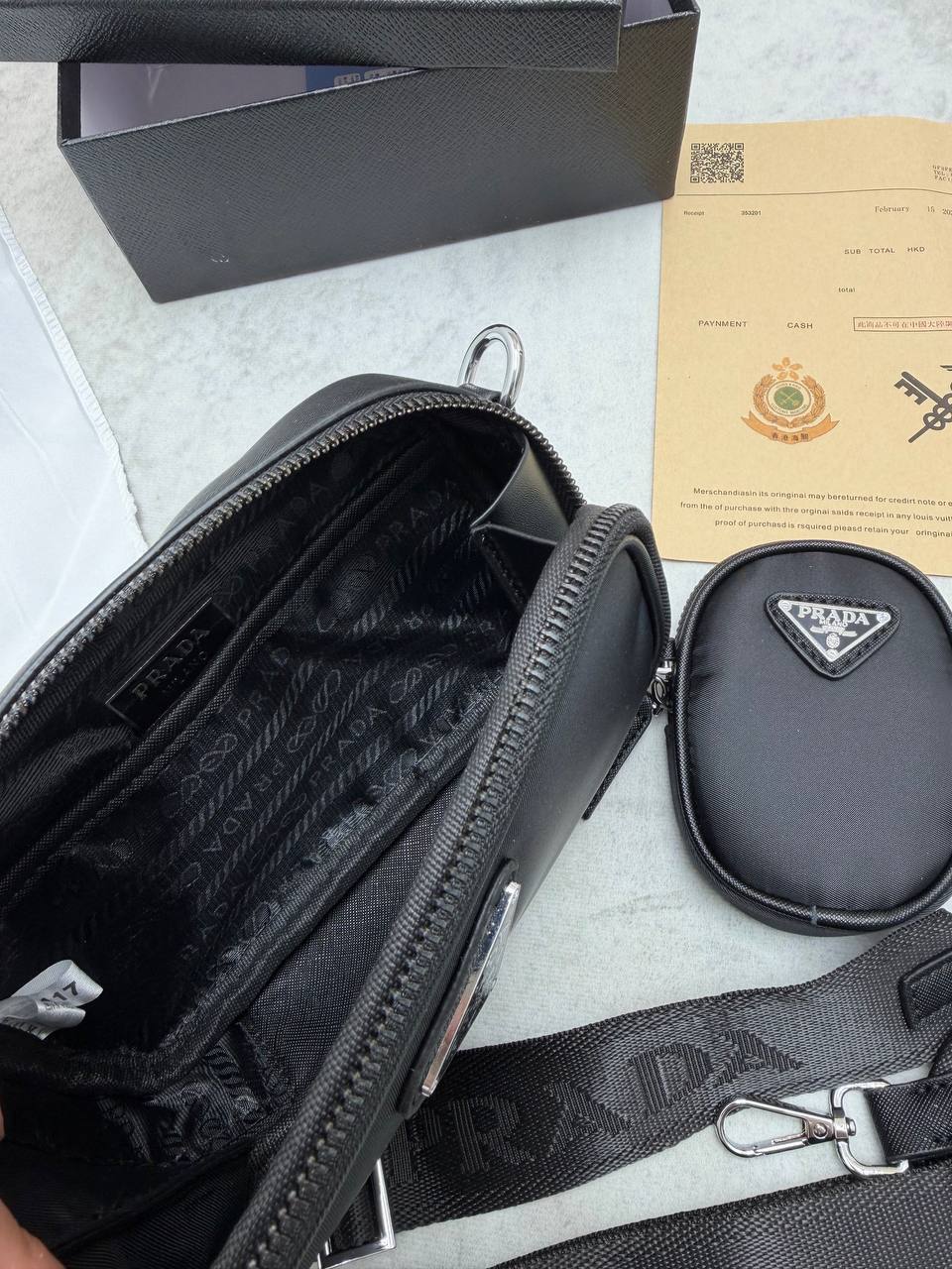 Prada Brique Re-Nylon and Saffiano Leather in Black Men's Bag Reps Sale UK Best Quality AAA Replica