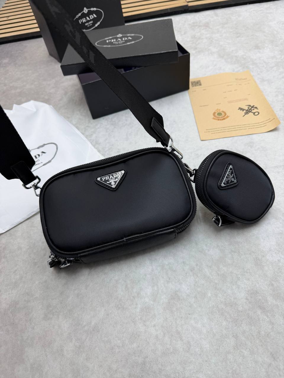 Prada Brique Re-Nylon and Saffiano Leather in Black Men's Bag Reps Sale UK Best Quality AAA Replica