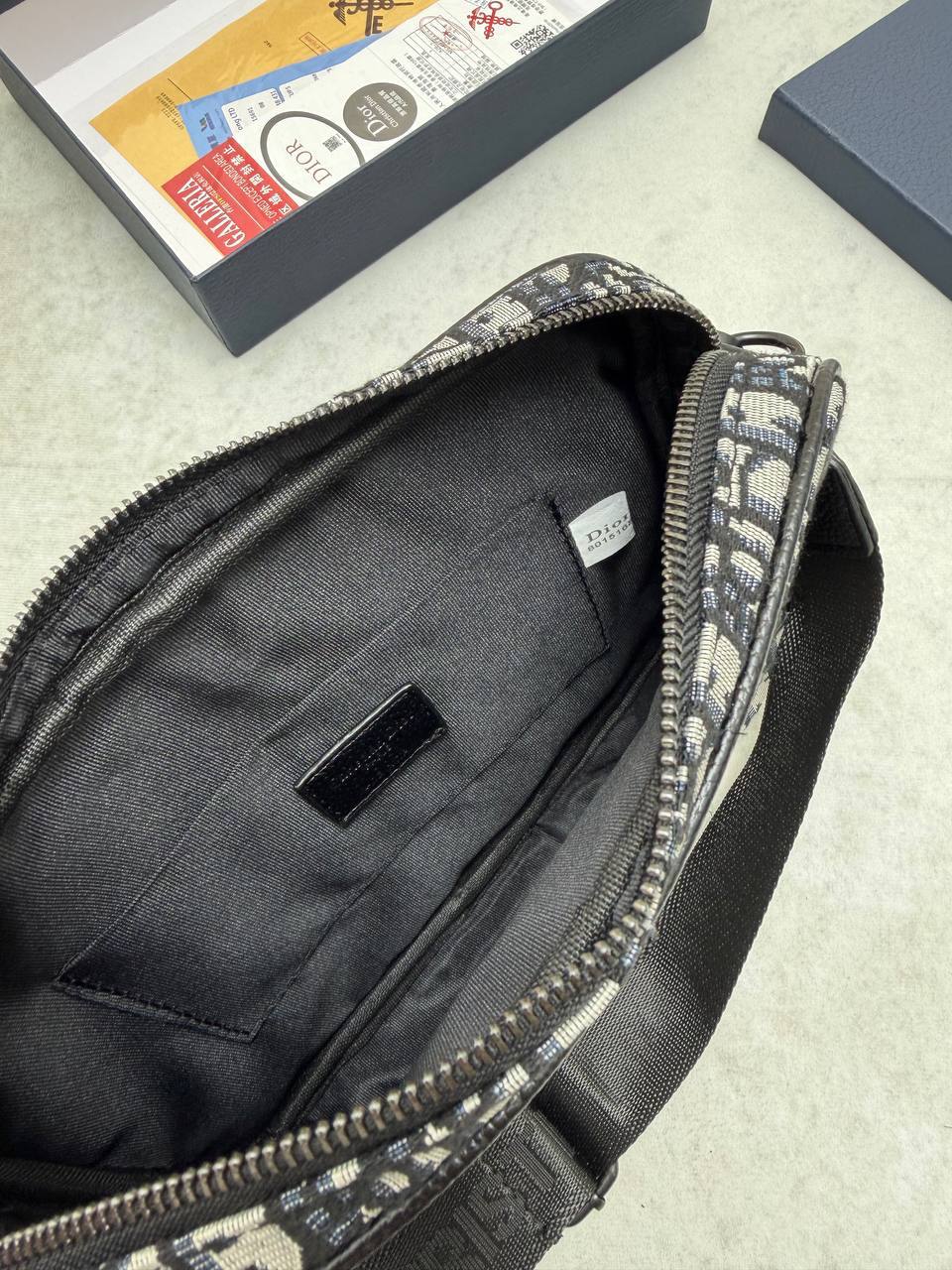 Dior Oblique Jacquard Beige & Black Saddle Messenger Men's Bag Reps Sale UK Best Quality AAA Replica