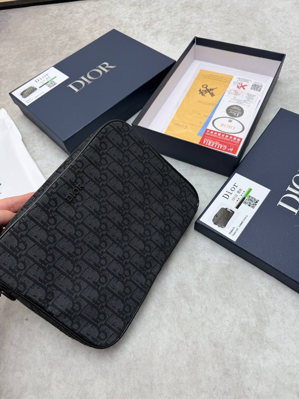 Dior Oblique Jacquard Black Saddle Triple Pouch Messenger Men's Bag Reps Sale UK Best Quality AAA Replica