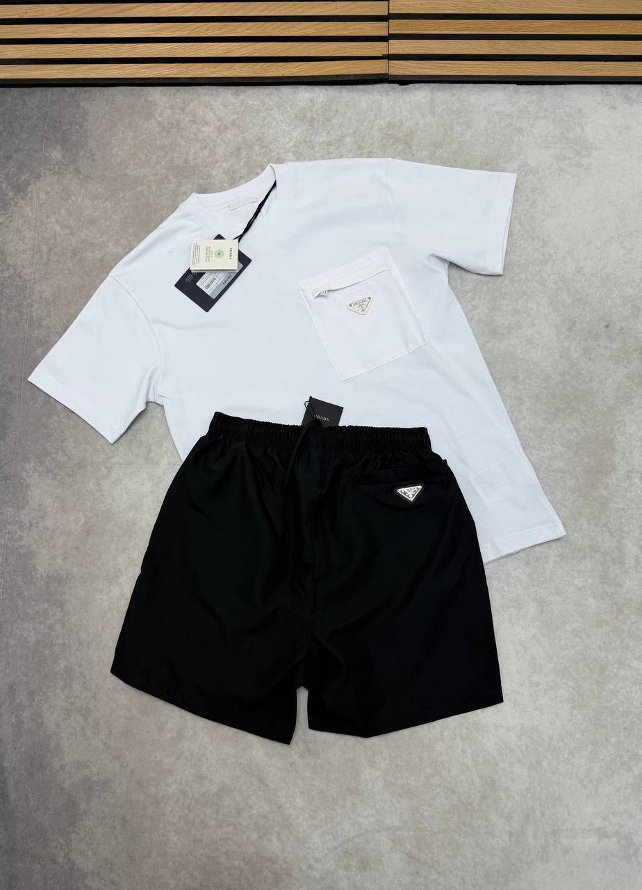 Prada Triangle Logo Pocket Men's T-Shirts & Shorts Set in Different Colors Reps UK Best Quality Sale AAA Replica