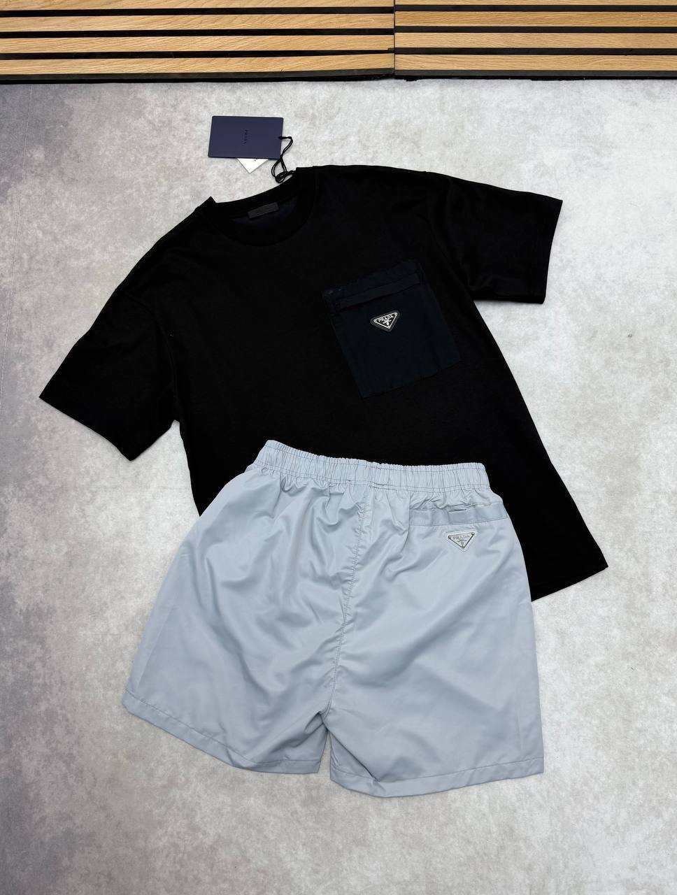 Prada Triangle Logo Pocket Men's T-Shirts & Shorts Set in Different Colors Reps UK Best Quality Sale AAA Replica