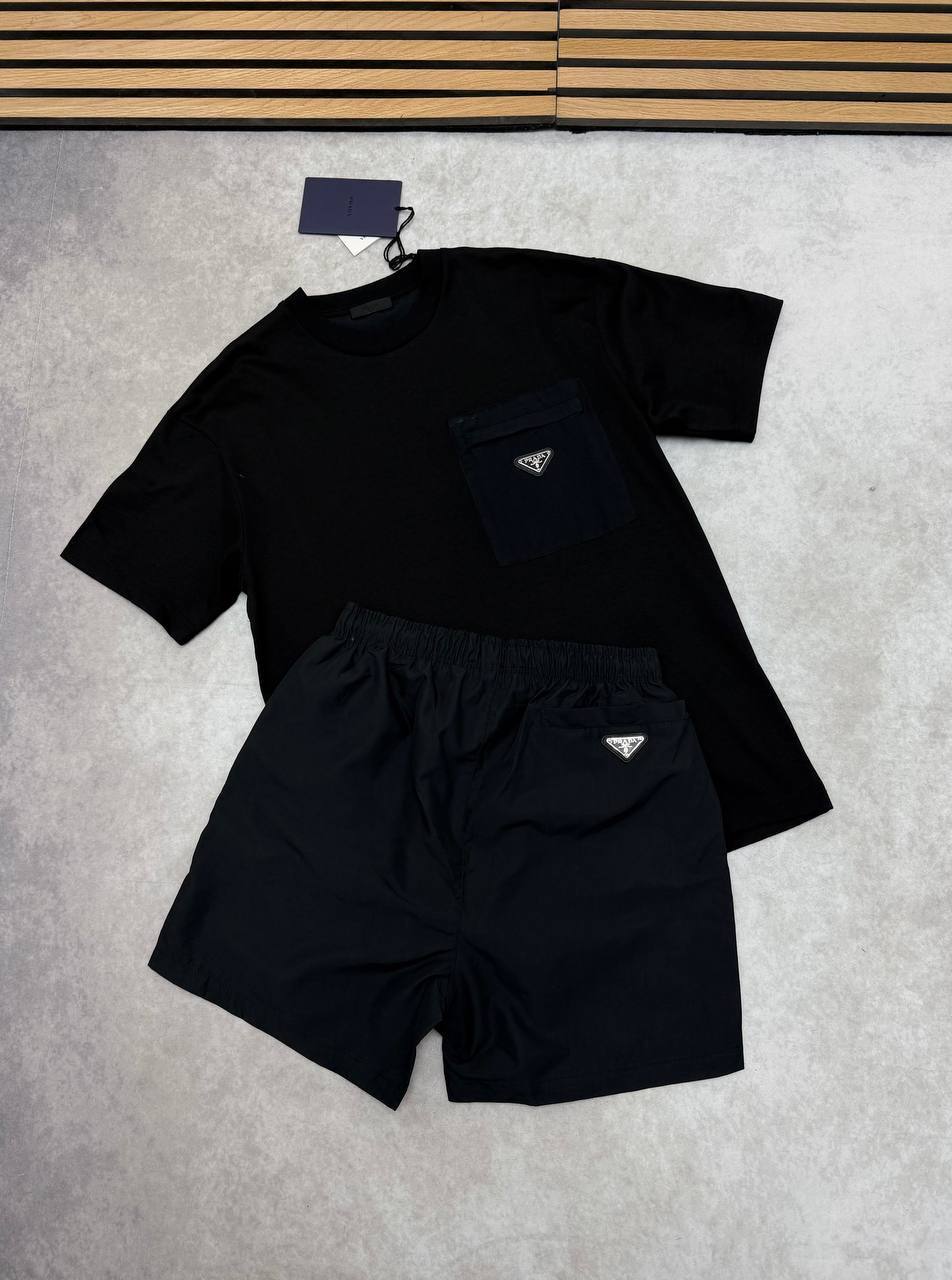 Prada Triangle Logo Pocket Men's T-Shirts & Shorts Set in Different Colors Reps UK Best Quality Sale AAA Replica