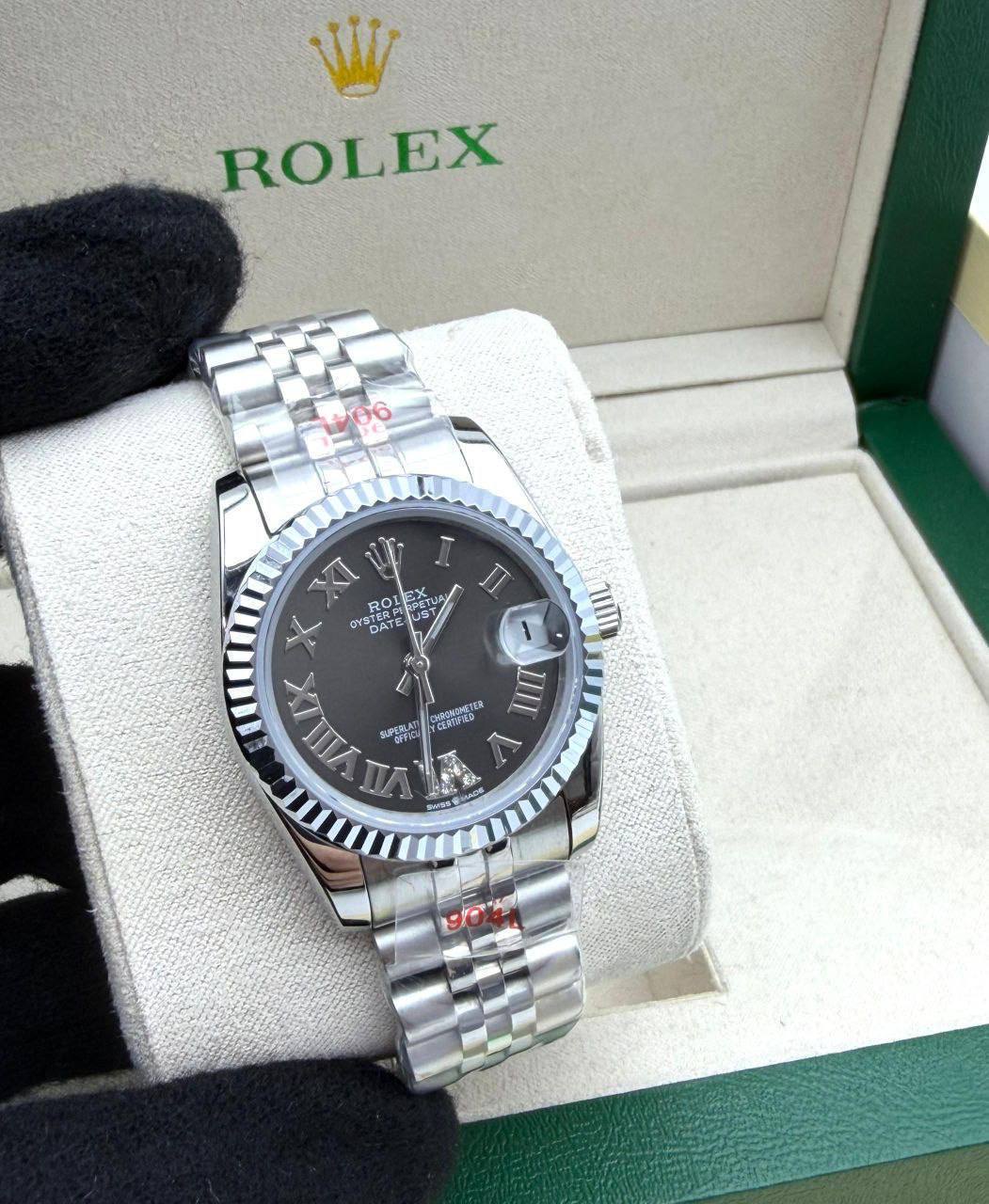 Rolex Lady-Datejust Slate Grey Dial Fluted Bezel Silver Jubilee Bracelet Women's Watch Reps Sale UK Best Quality AAA Replica