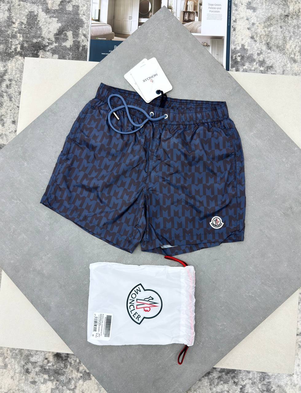 Moncler Monogram Print Swim Shorts in Different Colors Men's Reps Sale UK Best Quality AAA Replica
