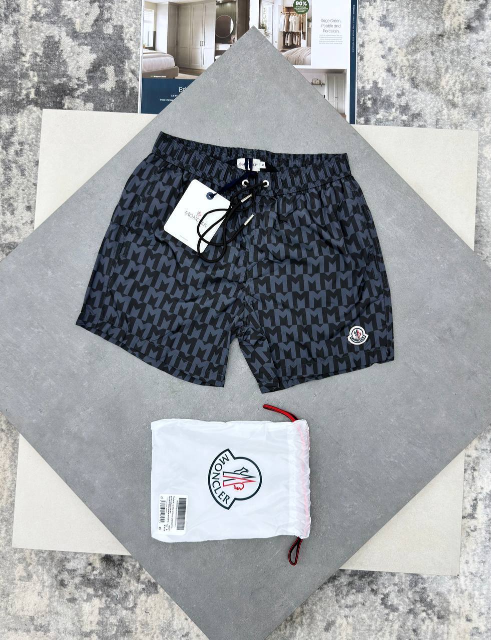 Moncler Monogram Print Swim Shorts in Different Colors Men's Reps Sale UK Best Quality AAA Replica
