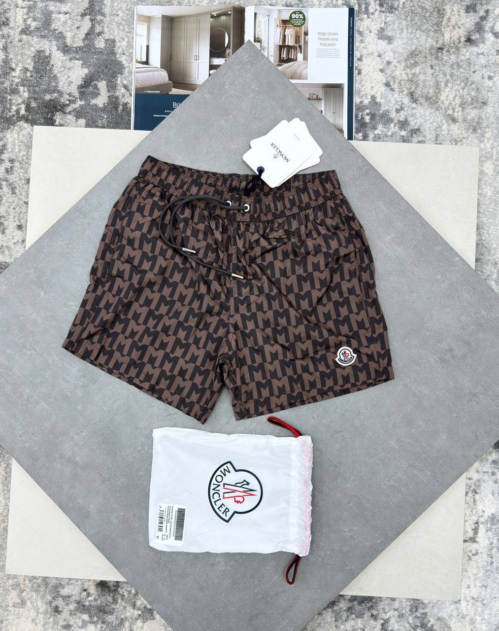 Moncler Monogram Print Swim Shorts in Different Colors Men's Reps Sale UK Best Quality AAA Replica