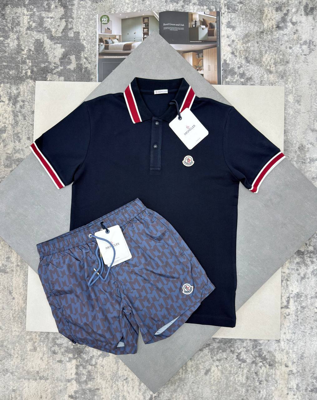 Moncler Logo Tricolour-Trimmed Cotton Piqué Polo Shirts & Shorts Set Men's in Different Colors Reps UK Best Sale Quality AAA Replica