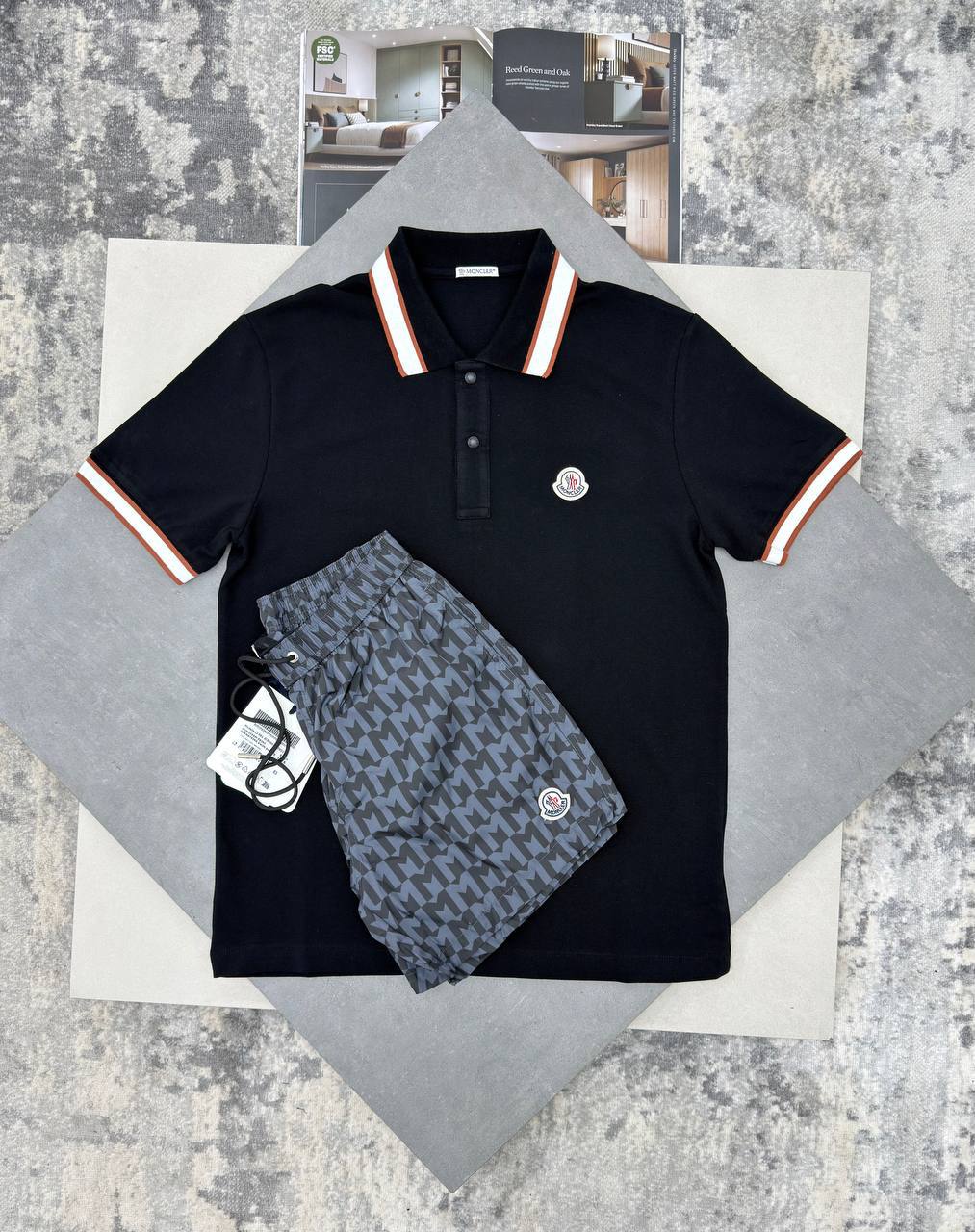 Moncler Logo Tricolour-Trimmed Cotton Piqué Polo Shirts & Shorts Set Men's in Different Colors Reps UK Best Sale Quality AAA Replica