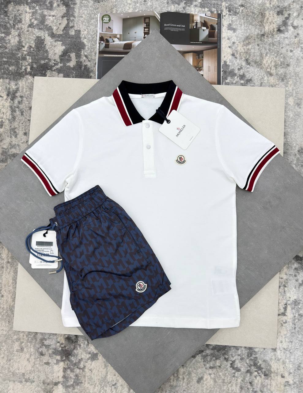 Moncler Logo Tricolour-Trimmed Cotton Piqué Polo Shirts & Shorts Set Men's in Different Colors Reps UK Best Sale Quality AAA Replica