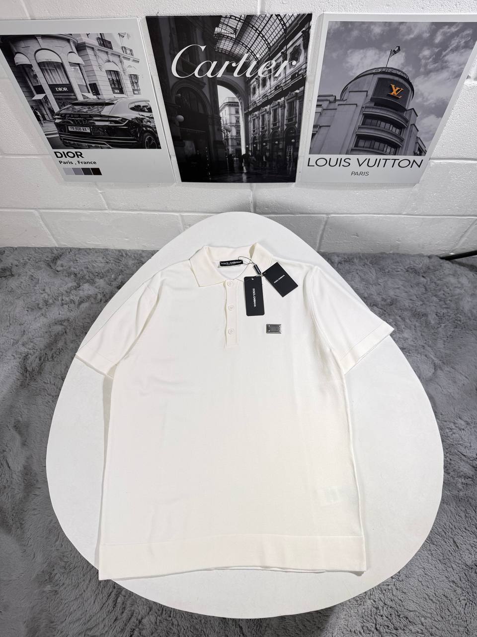 Dolce & Gabbana Rectangular Logo Metal Piqué Polo Shirts Men's in Different Colors Reps UK Best Sale Quality AAA Replica