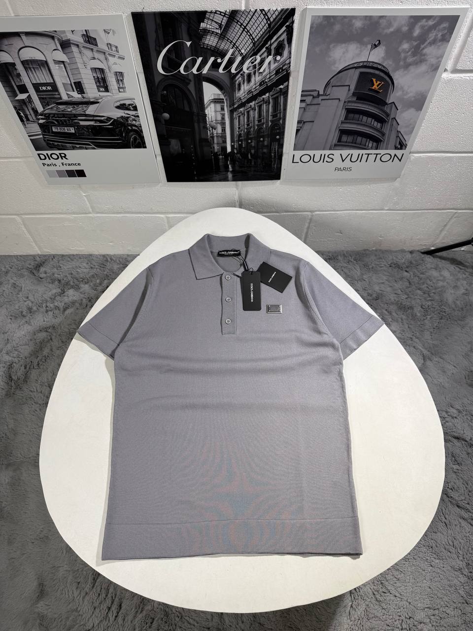 Dolce & Gabbana Rectangular Logo Metal Piqué Polo Shirts Men's in Different Colors Reps UK Best Sale Quality AAA Replica