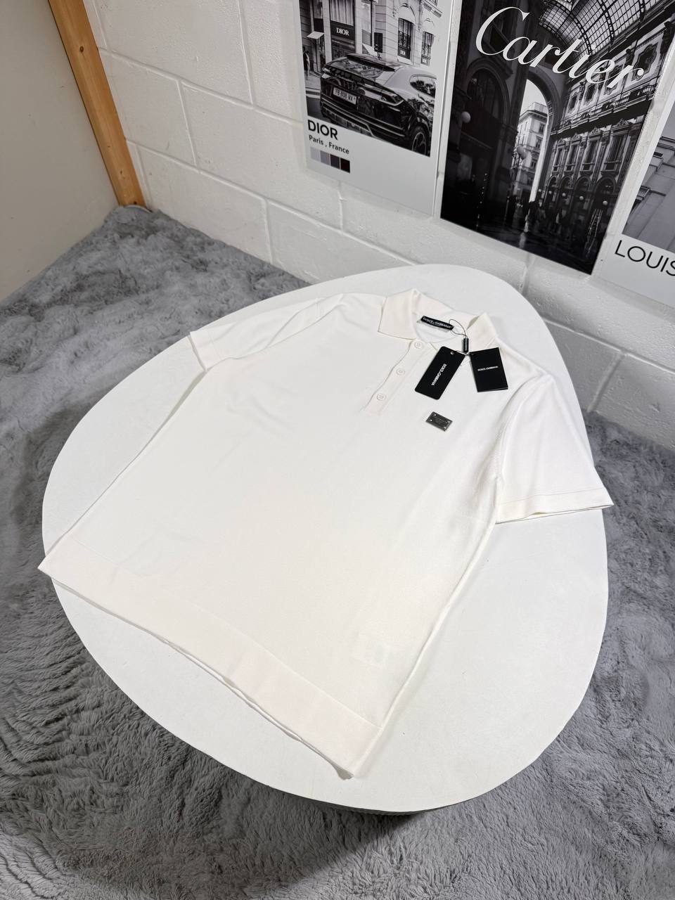 Dolce & Gabbana Rectangular Logo Metal Piqué Polo Shirts Men's in Different Colors Reps UK Best Sale Quality AAA Replica