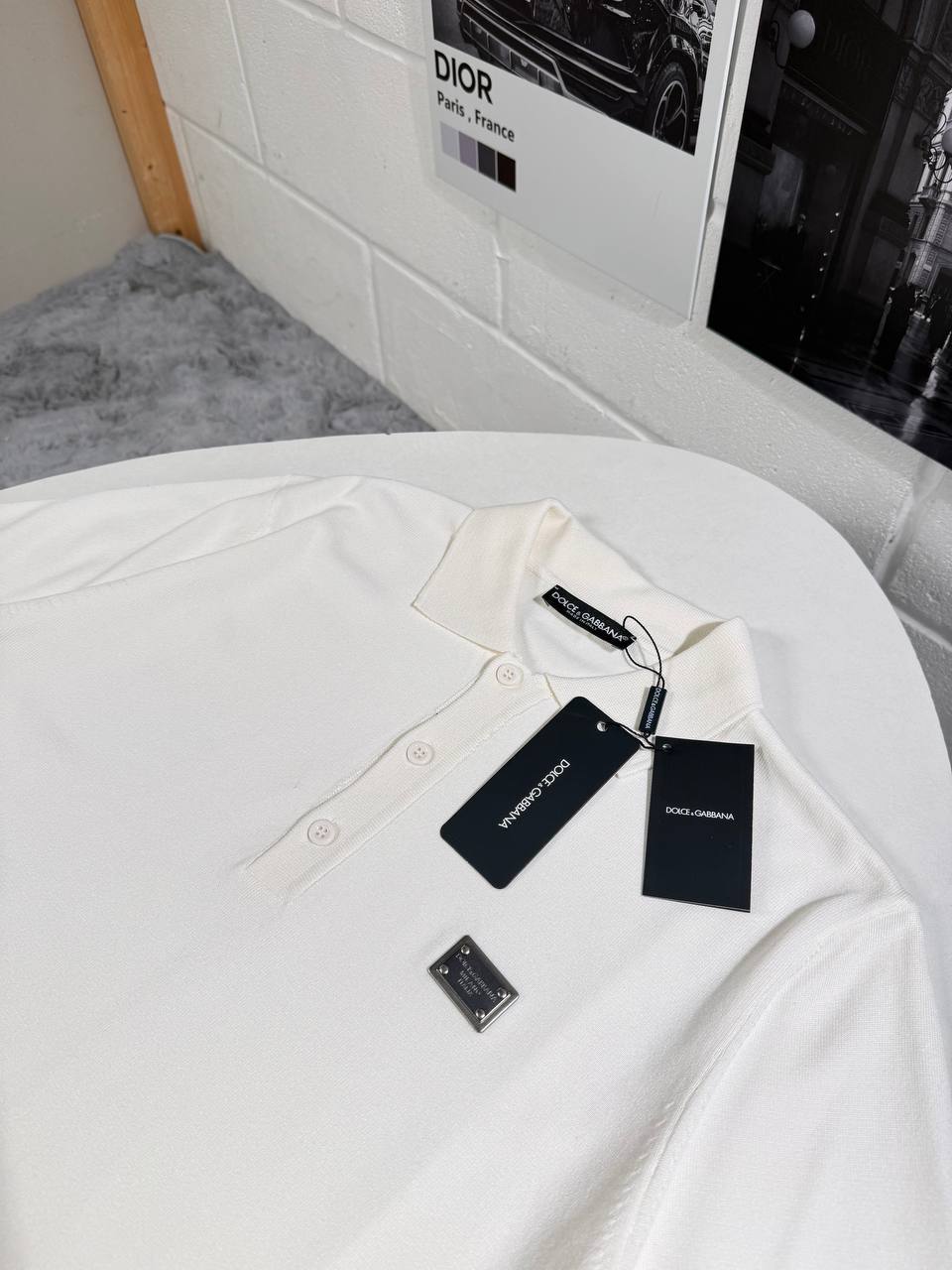 Dolce & Gabbana Rectangular Logo Metal Piqué Polo Shirts Men's in Different Colors Reps UK Best Sale Quality AAA Replica
