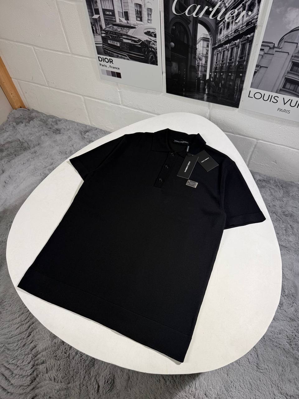 Dolce & Gabbana Rectangular Logo Metal Piqué Polo Shirts Men's in Different Colors Reps UK Best Sale Quality AAA Replica