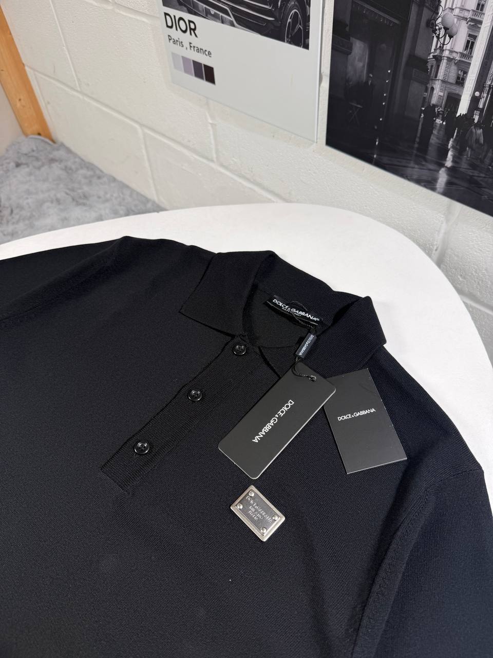 Dolce & Gabbana Rectangular Logo Metal Piqué Polo Shirts Men's in Different Colors Reps UK Best Sale Quality AAA Replica