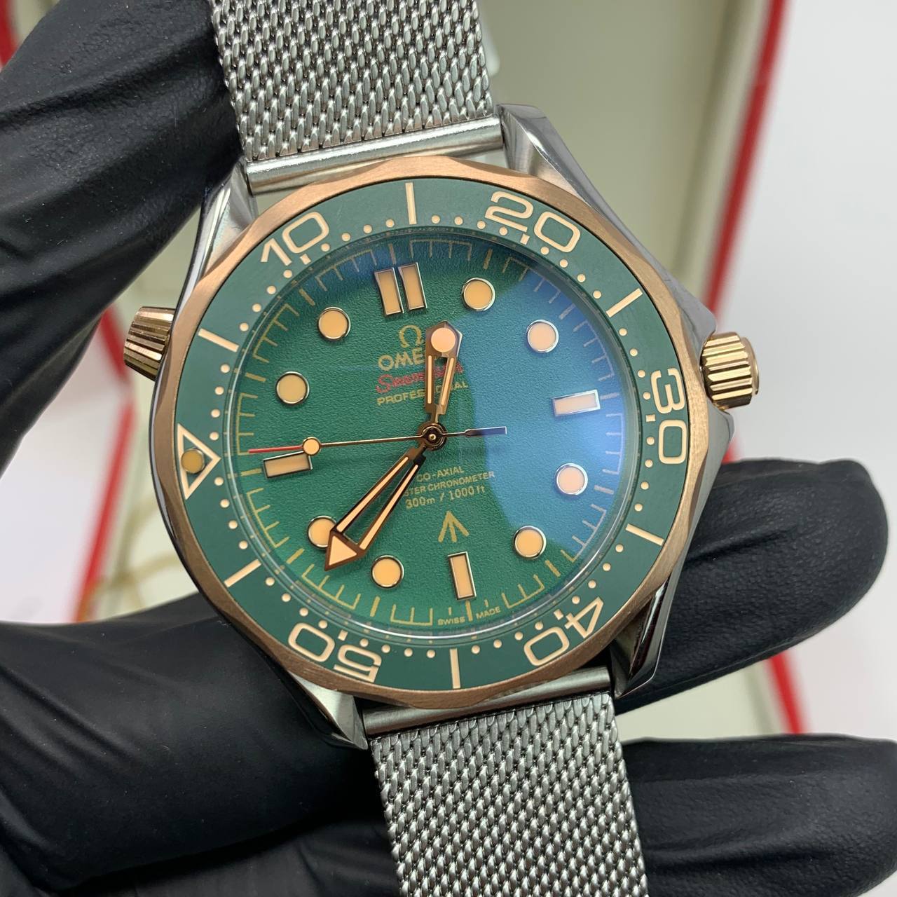 Omega Seamaster Diver Co-Axial Master Chronometer Green/Golden Dial  210.90.42.20.10.001 Men's Watch Reps UK Best Quality Sale AAA Replica