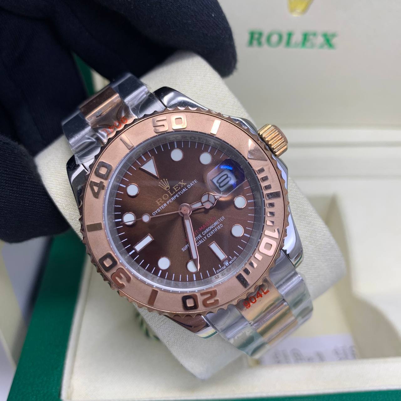 Rolex Yacht-Master 126621 Men's Watch Two-Tone Rose Gold Stainless Steel Chocolate Dial AAA Best Quality Reps Sale UK Replica
