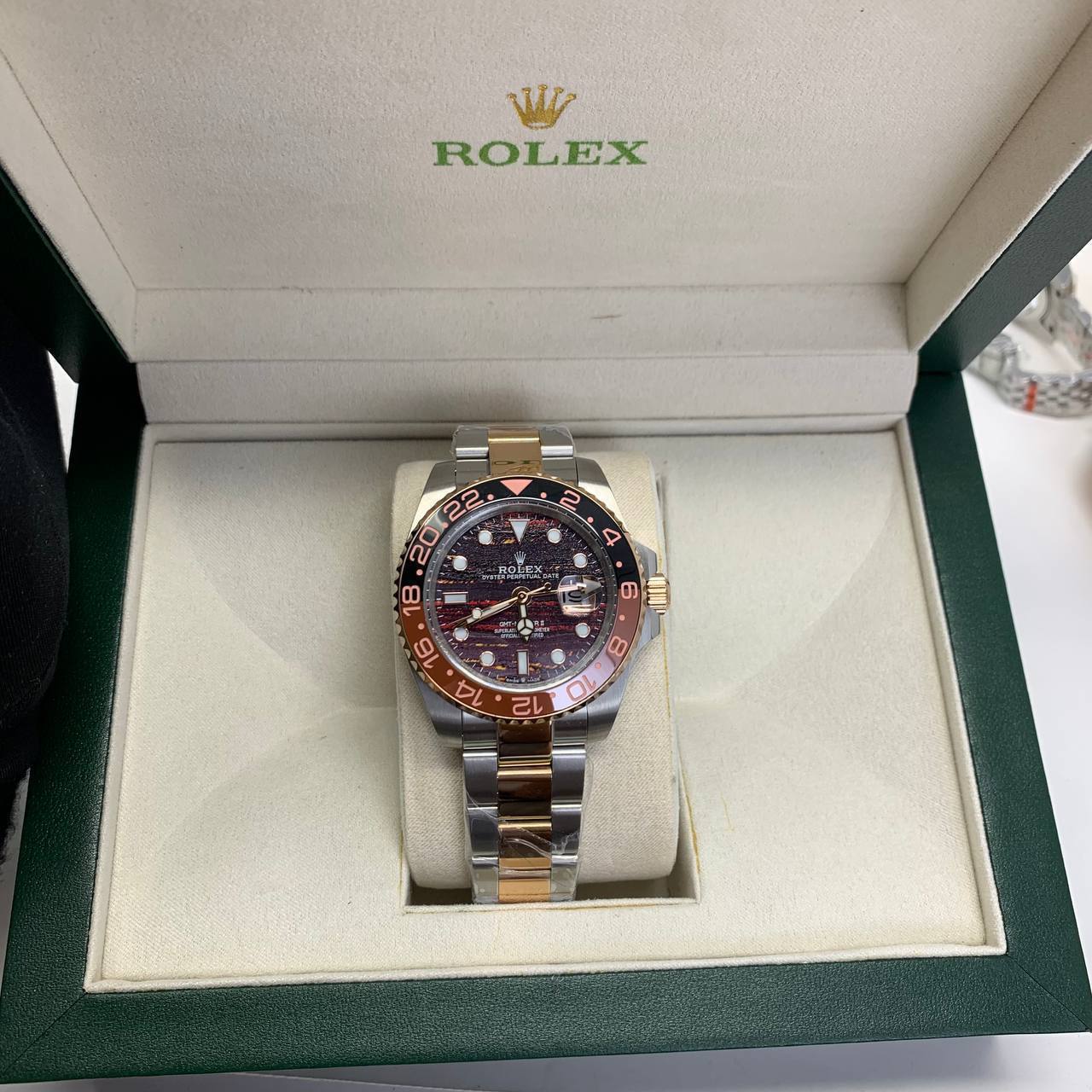 Rolex GMT-Master II 126715CHNR-0002 Men's Watch Tiger Iron Dial Rose Gold Two-Tone Bracelet Reps Sale UK Best Quality AAA Replica