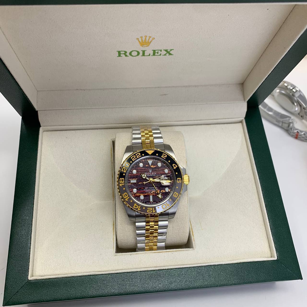 Rolex GMT-Master II 126713GRNR-0002 Men's Watch Tiger Iron Dial Yellow Gold Two-Tone Jubilee Bracelet Reps Sale UK Best Quality AAA Replica
