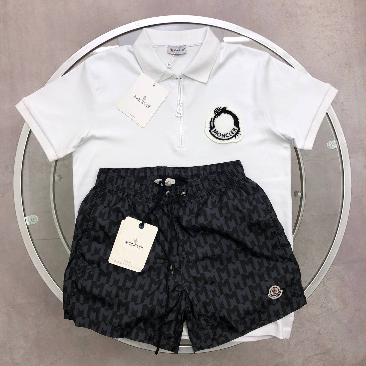 Moncler Year of the Dragon Half-Zip Polo Shirts & Shorts Set Men's in Different Colors Reps Sale UK Best Sale Quality AAA Replica