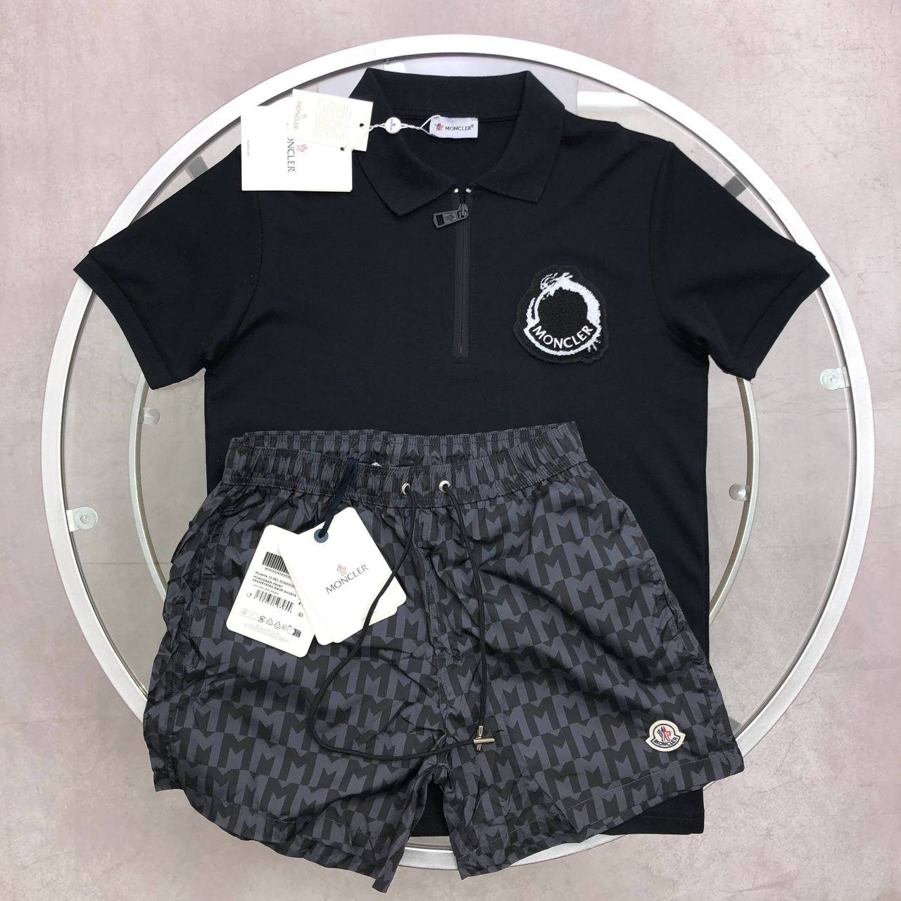 Moncler Year of the Dragon Half-Zip Polo Shirts & Shorts Set Men's in Different Colors Reps Sale UK Best Sale Quality AAA Replica