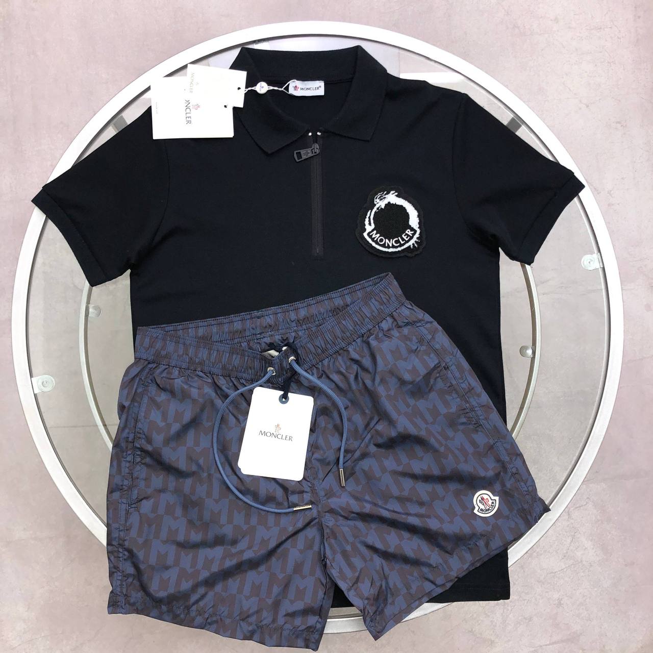 Moncler Year of the Dragon Half-Zip Polo Shirts & Shorts Set Men's in Different Colors Reps Sale UK Best Sale Quality AAA Replica