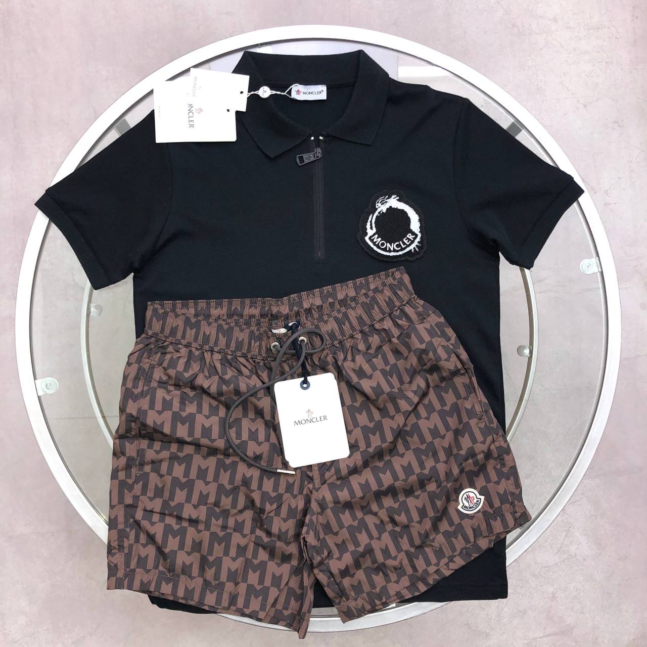 Moncler Year of the Dragon Half-Zip Polo Shirts & Shorts Set Men's in Different Colors Reps Sale UK Best Sale Quality AAA Replica