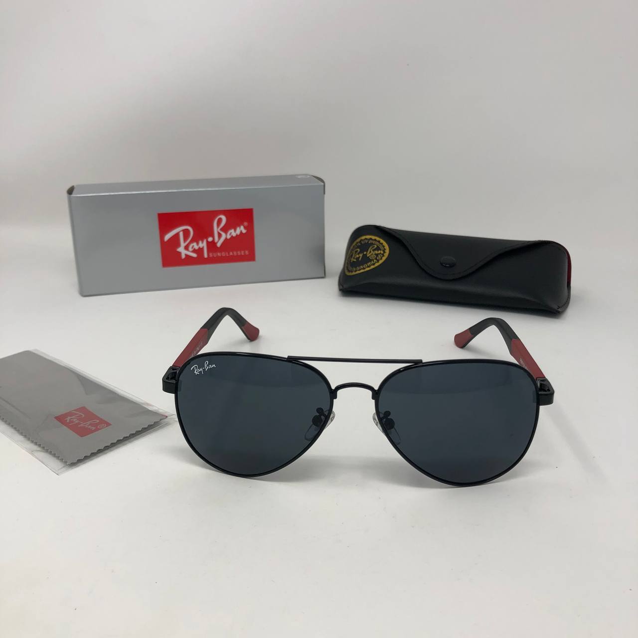Ray Ban RB8313M Scuderia Ferrari Collection Aviator Black Frame Sunglasses Men's Women's Reps Sale UK Best Quality Sale AAA Replica