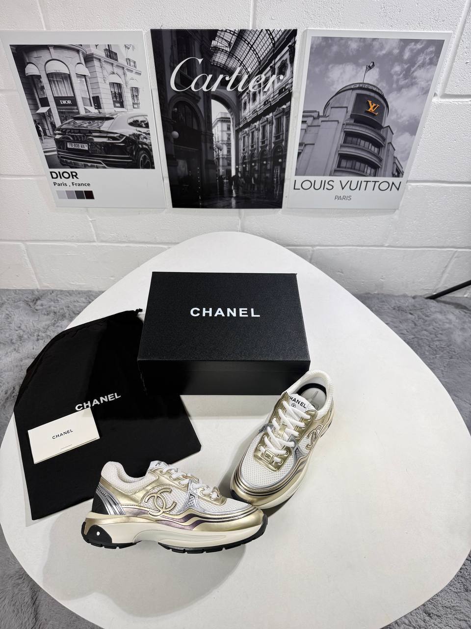 Chanel Fabric Laminated Calfskin Stretch CC in "Golden-Tone" Women's Trainers Reps Sale UK Best Quality AAA Replica