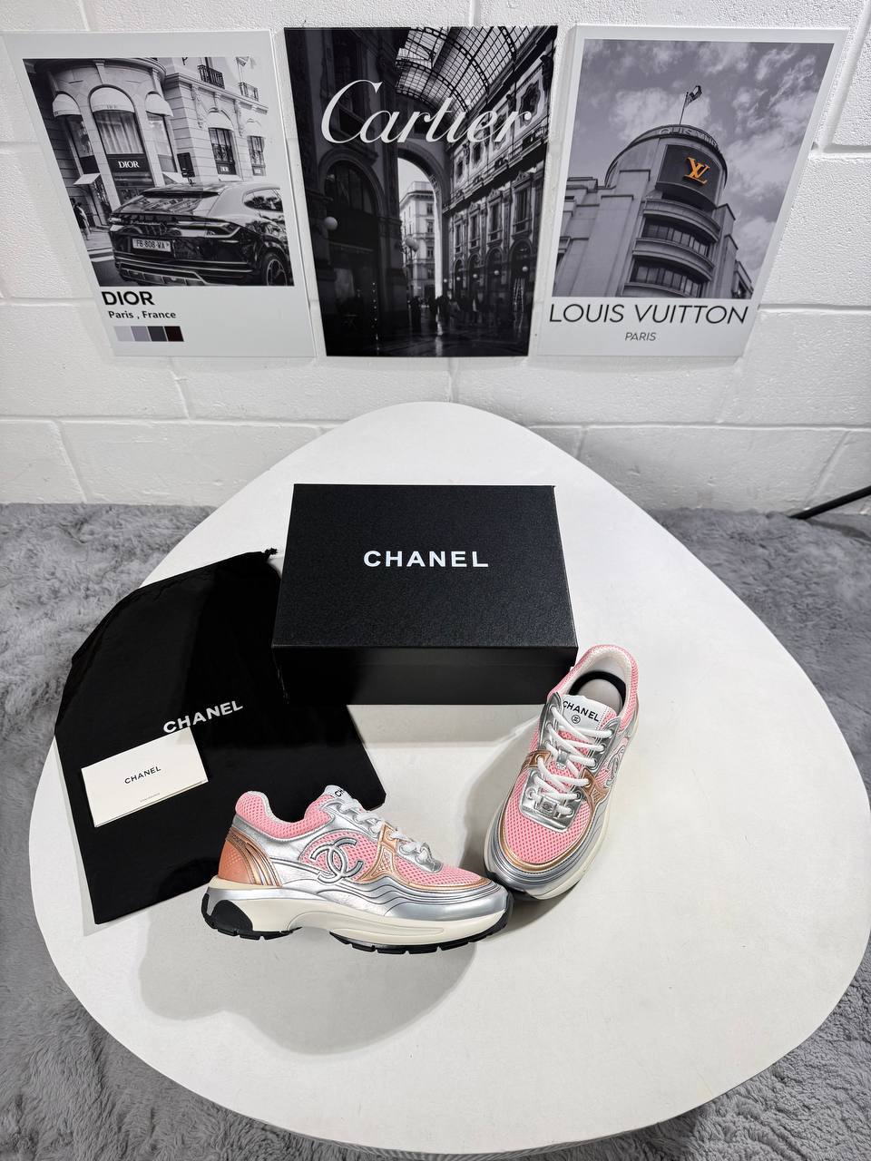 Chanel Fabric Laminated Calfskin Stretch CC in "Pink" Women's Trainers Reps Sale UK Best Quality AAA Replica