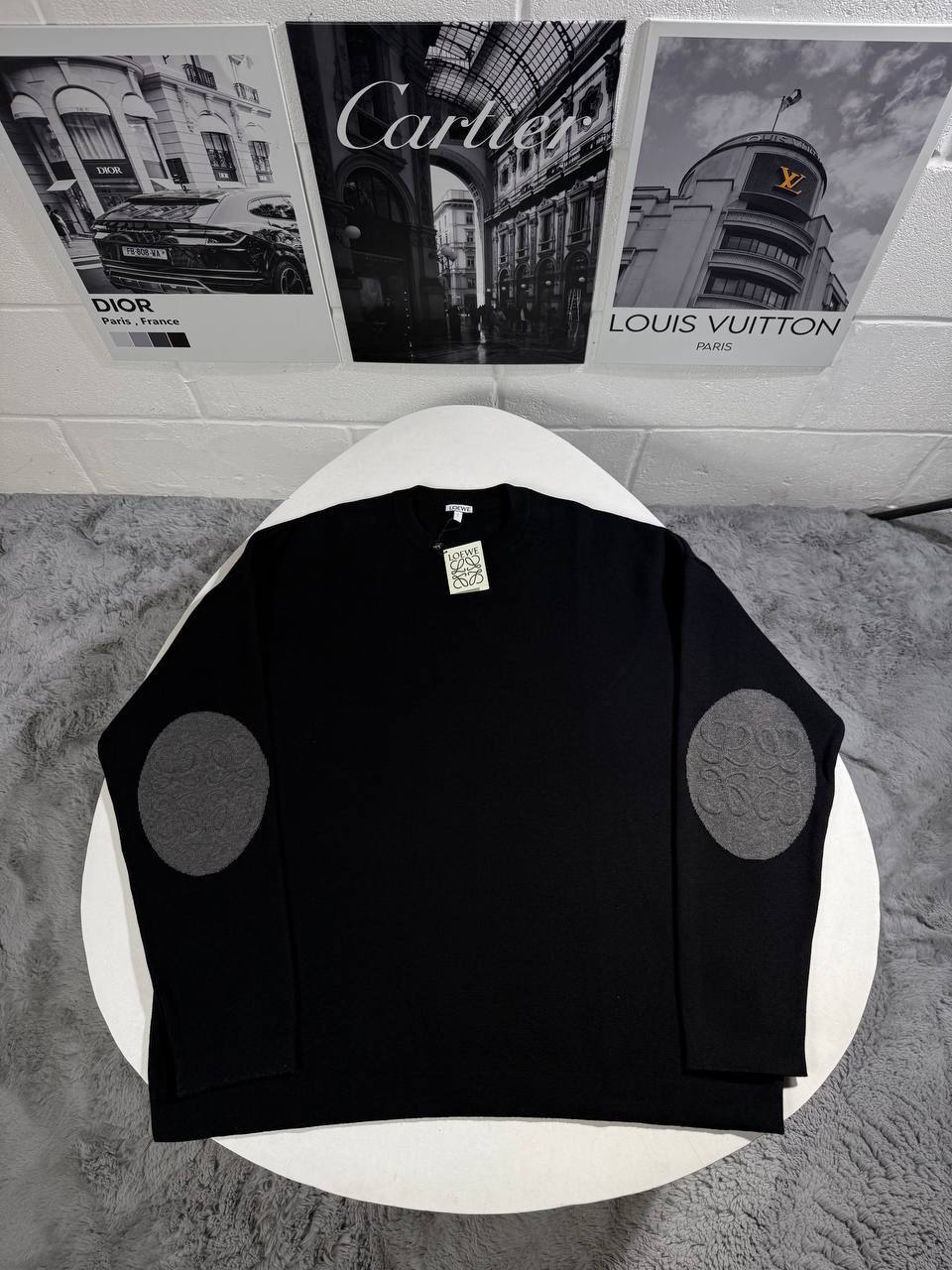 Loewe Anagram Elbow Patch Men's Women's Jumper in Black Color Reps Sale UK Best Quality AAA Replica