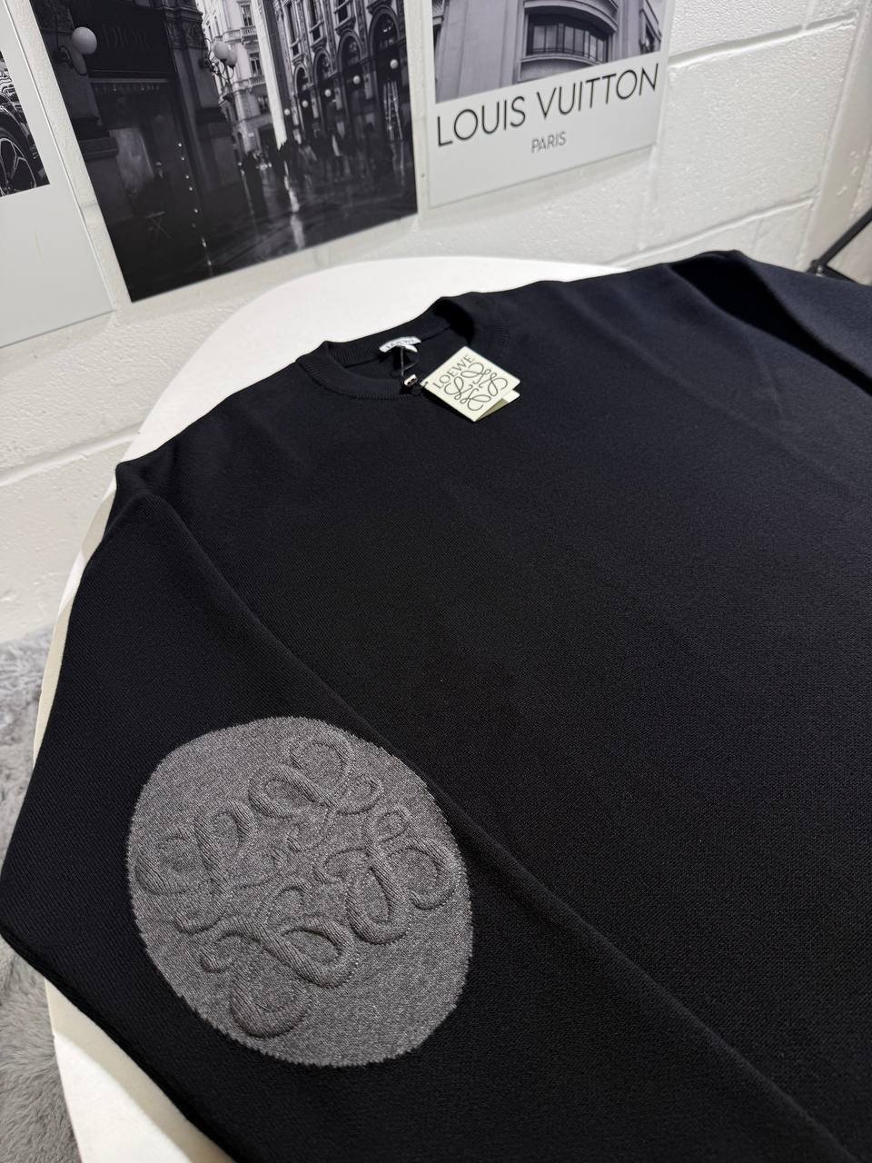 Loewe Anagram Elbow Patch Men's Women's Jumper in Black Color Reps Sale UK Best Quality AAA Replica