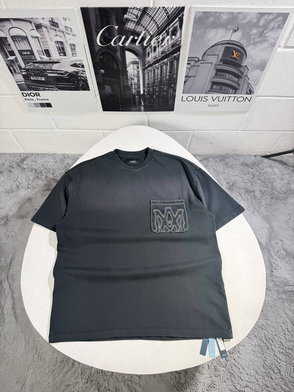 Amiri MA Outline Pocket Logo T-Shirts Men's Women's in 2 Colors Reps UK Best Quality Sale AAA Replica