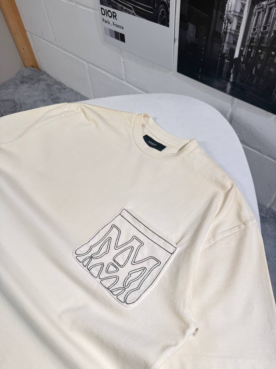 Amiri MA Outline Pocket Logo T-Shirts Men's Women's in 2 Colors Reps UK Best Quality Sale AAA Replica