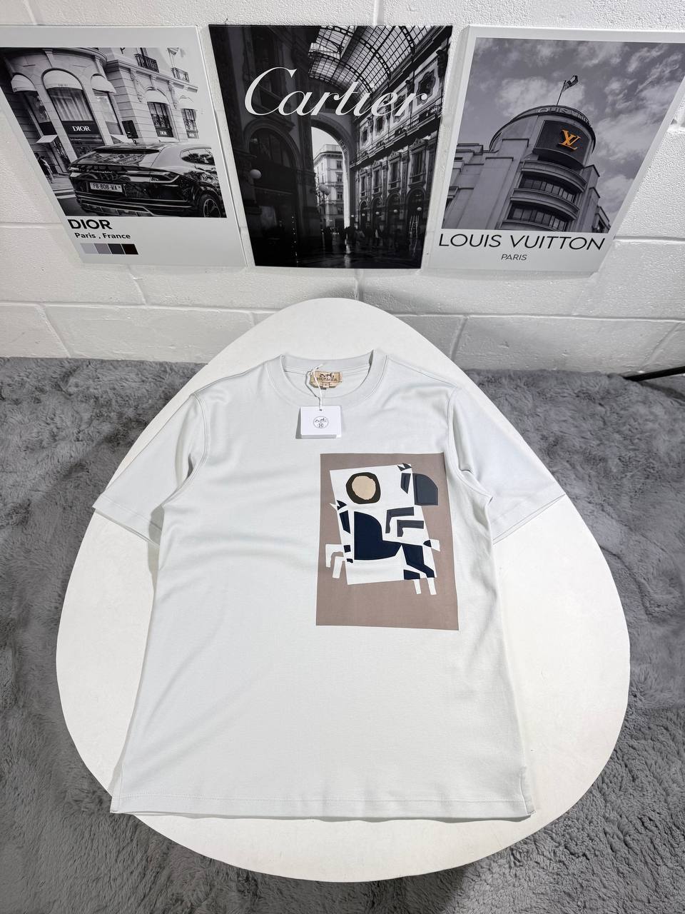 Hermes Velky Lov Patch Crewneck Men's Women's T-Shirts in Different Colors Reps Sale UK Best Quality AAA Replica