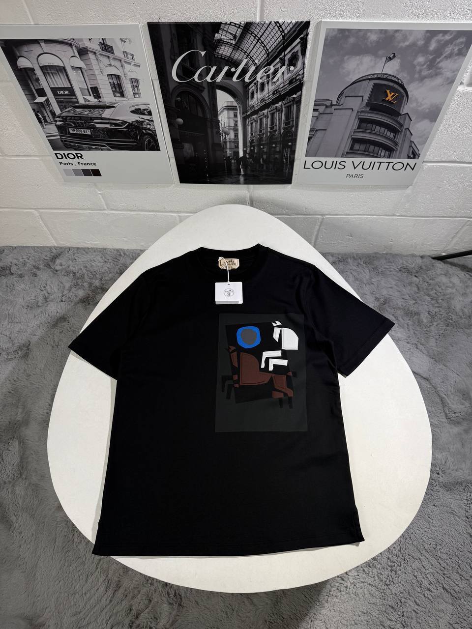 Hermes Velky Lov Patch Crewneck Men's Women's T-Shirts in Different Colors Reps Sale UK Best Quality AAA Replica