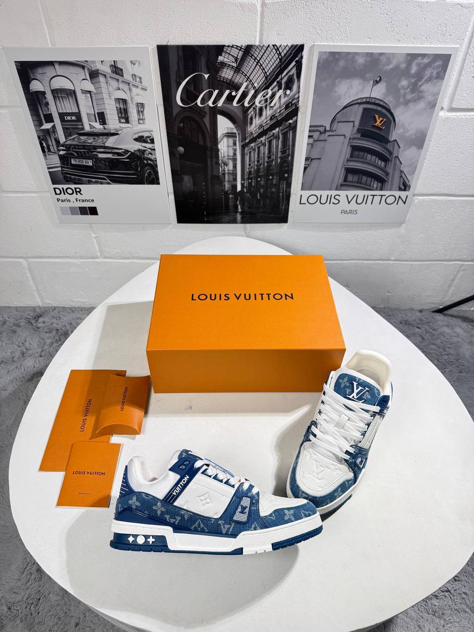 Louis Vuitton LV Monogram Denim White/Blue Men's Sneakers Reps Sale UK Best Quality AAA Replica