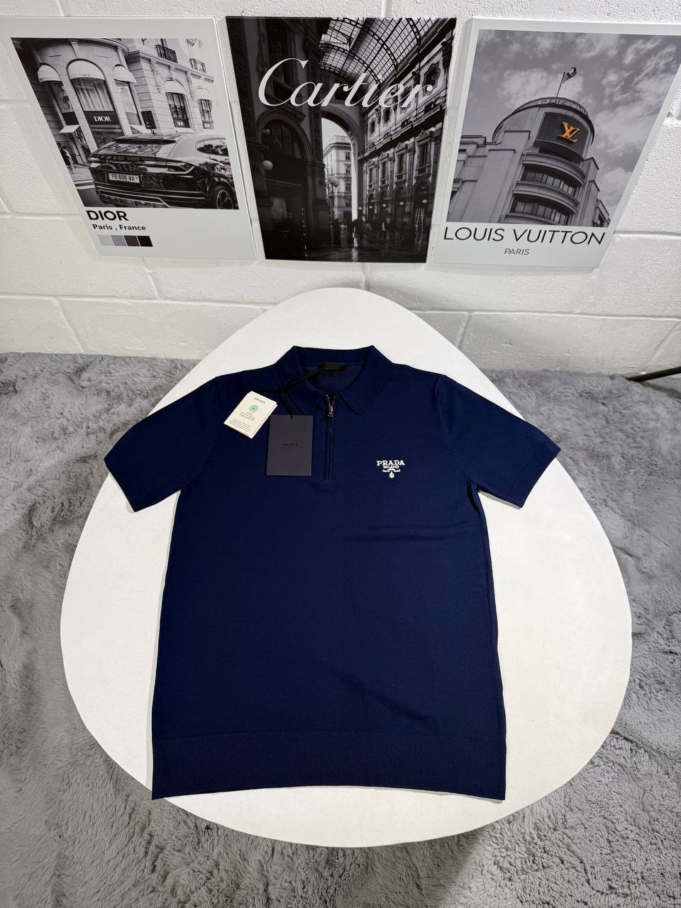 Prada Embroidered Logo Half-Zip Polo Shirts Men's in 2 Colors Reps Sale UK Best Quality AAA Replica