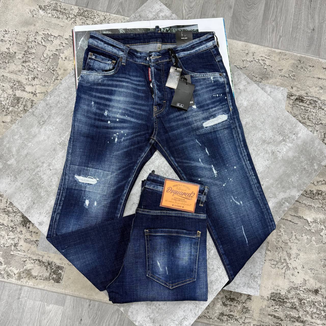 Dsquared2 Dark Blue Slim Fit Skater Jeans in Multiple Waist Sizes Reps Sale UK Best Quality AAA Replica