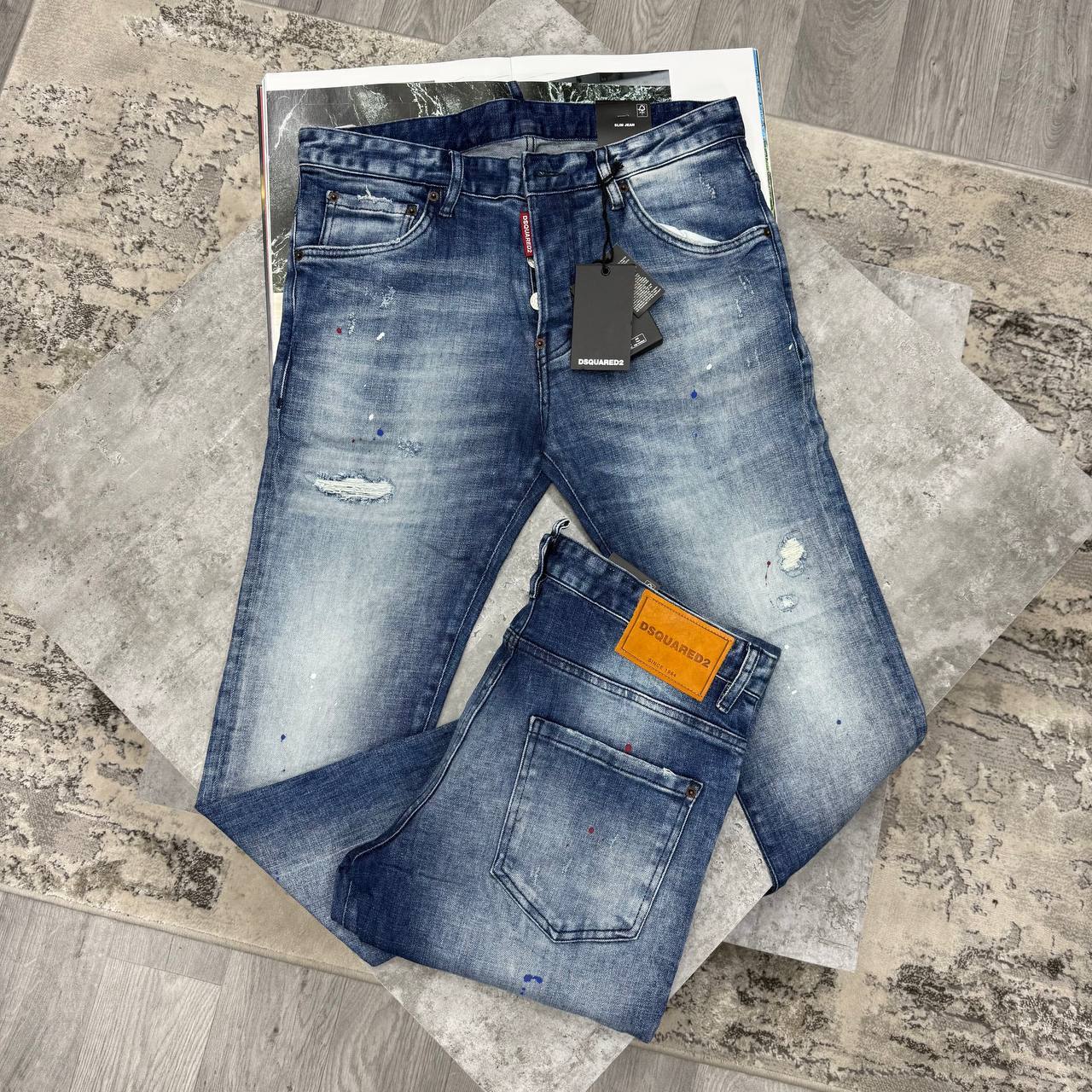 Dsquared2 Distressed Mid-Blue Jeans in Multiple Waist Sizes Reps Sale UK Best Quality AAA Replica