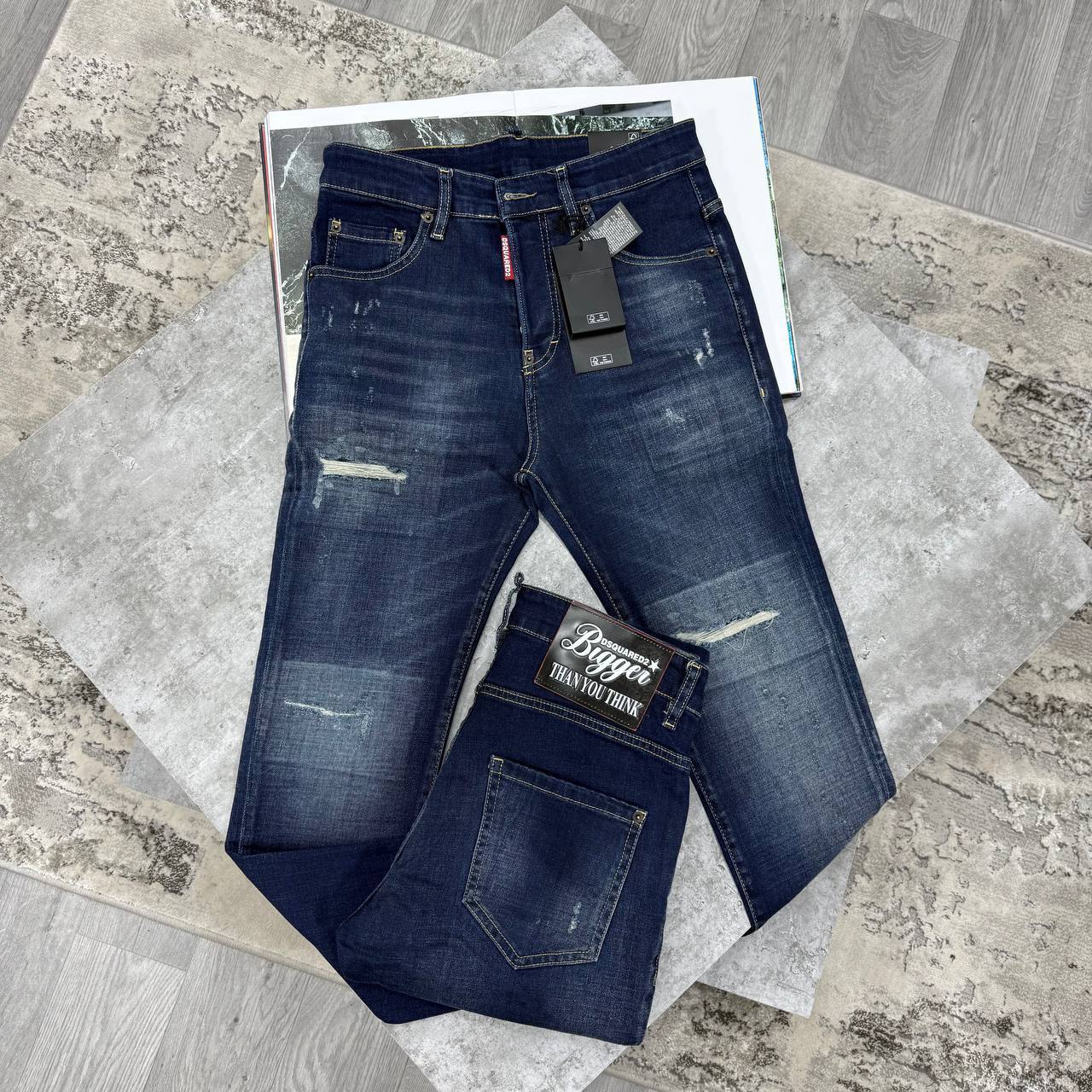 Dsquared2 "Bigger Than You Think" Slim Fit Dark Navy Jeans in Multiple Waist Sizes Reps Sale UK Best Quality AAA Replica
