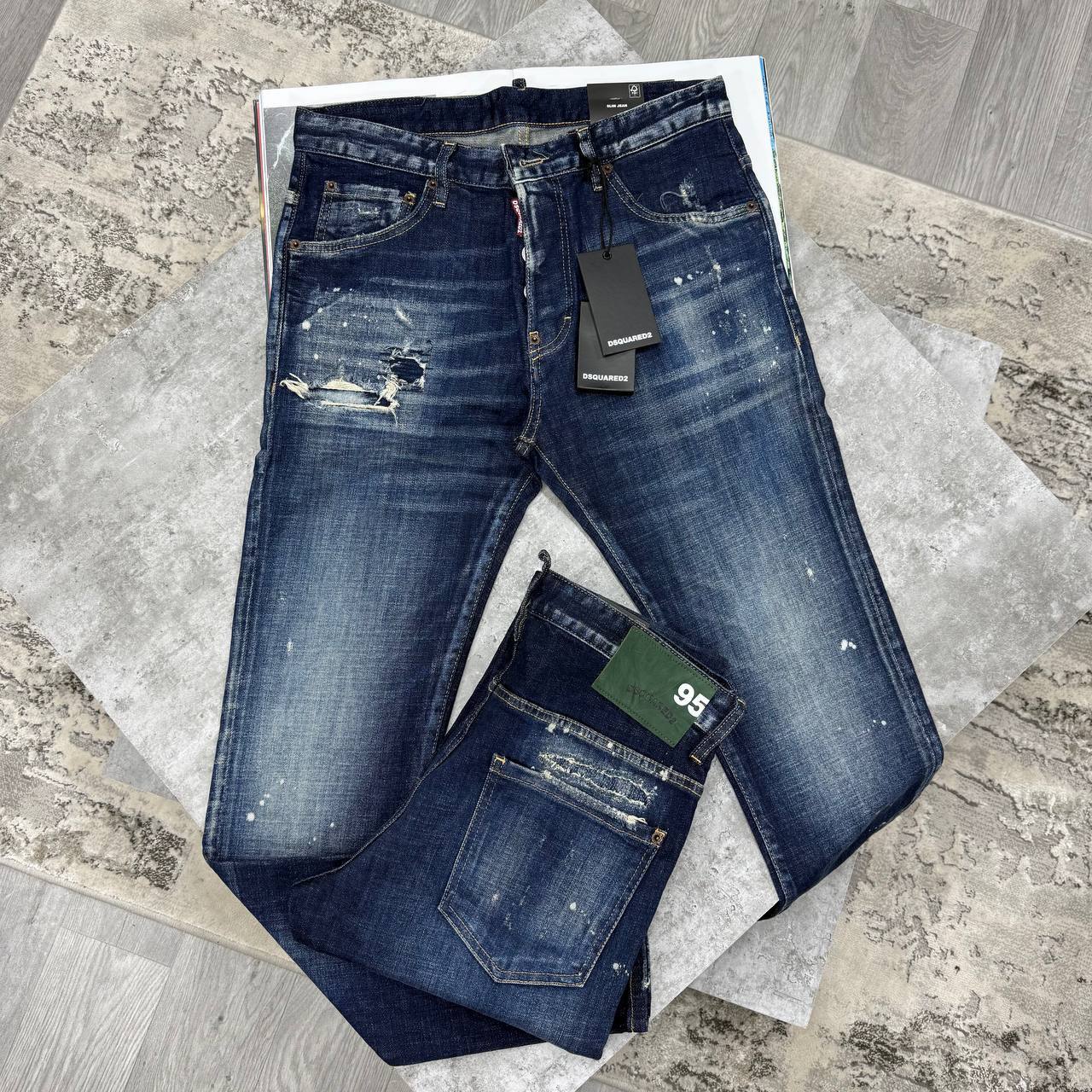 Dsquared2 Cool Guy 95-Patch Slim Fit Distressed Blue Jeans in Multiple Waist Sizes Reps Sale UK Best Quality AAA Replica