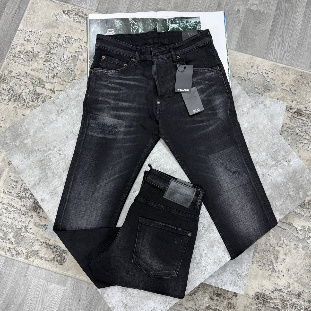Dsquared2 Skater Black Denim Slim Fit Jeans in Multiple Waist Sizes Reps Sale UK Best Quality AAA Replica