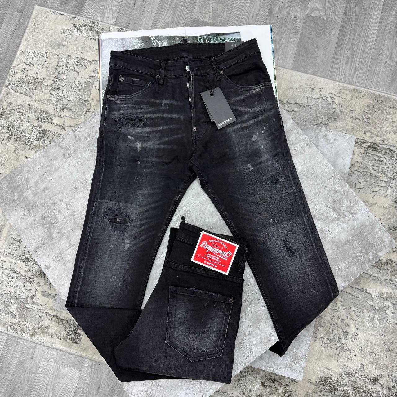 Dsquared2 Skater Capsule Back Patch Black Denim Slim Fit Jeans in Multiple Waist Sizes Reps Sale UK Best Quality AAA Replica
